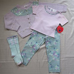 Hartstrings Girls Purple Floral Outfit * Sweater Top Pants & Socks  Size 5 & 5/6
